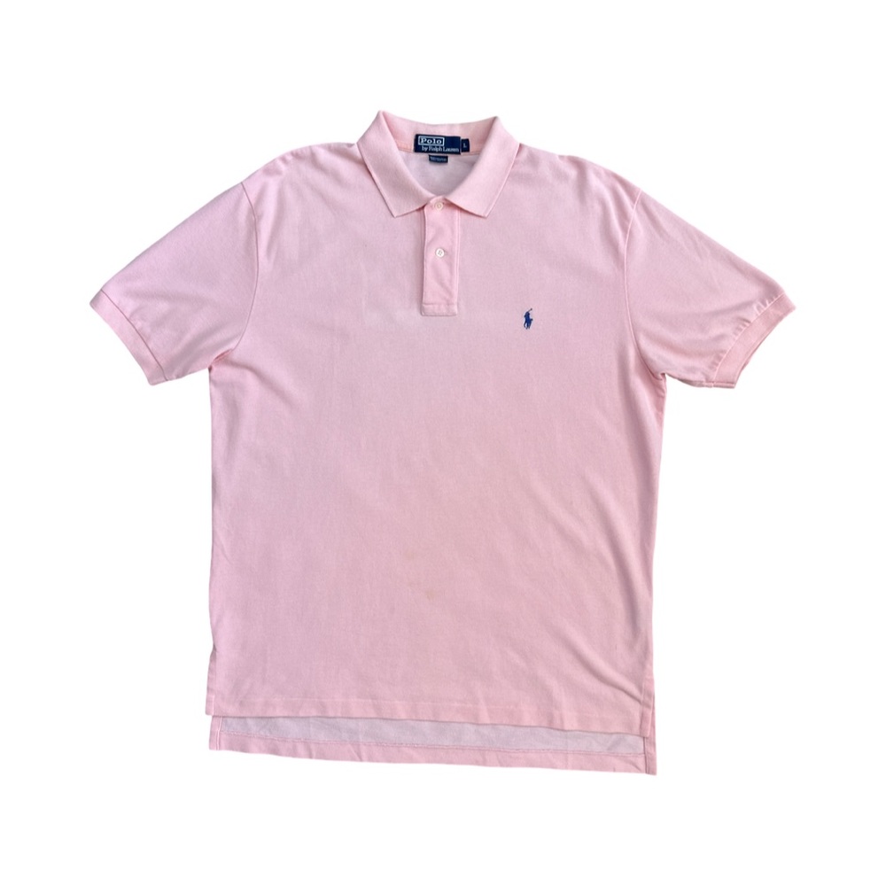 Vintage POLO by RALPH LAUREN Men's Polo T-Shirt Pink 100% Cotton Size XL